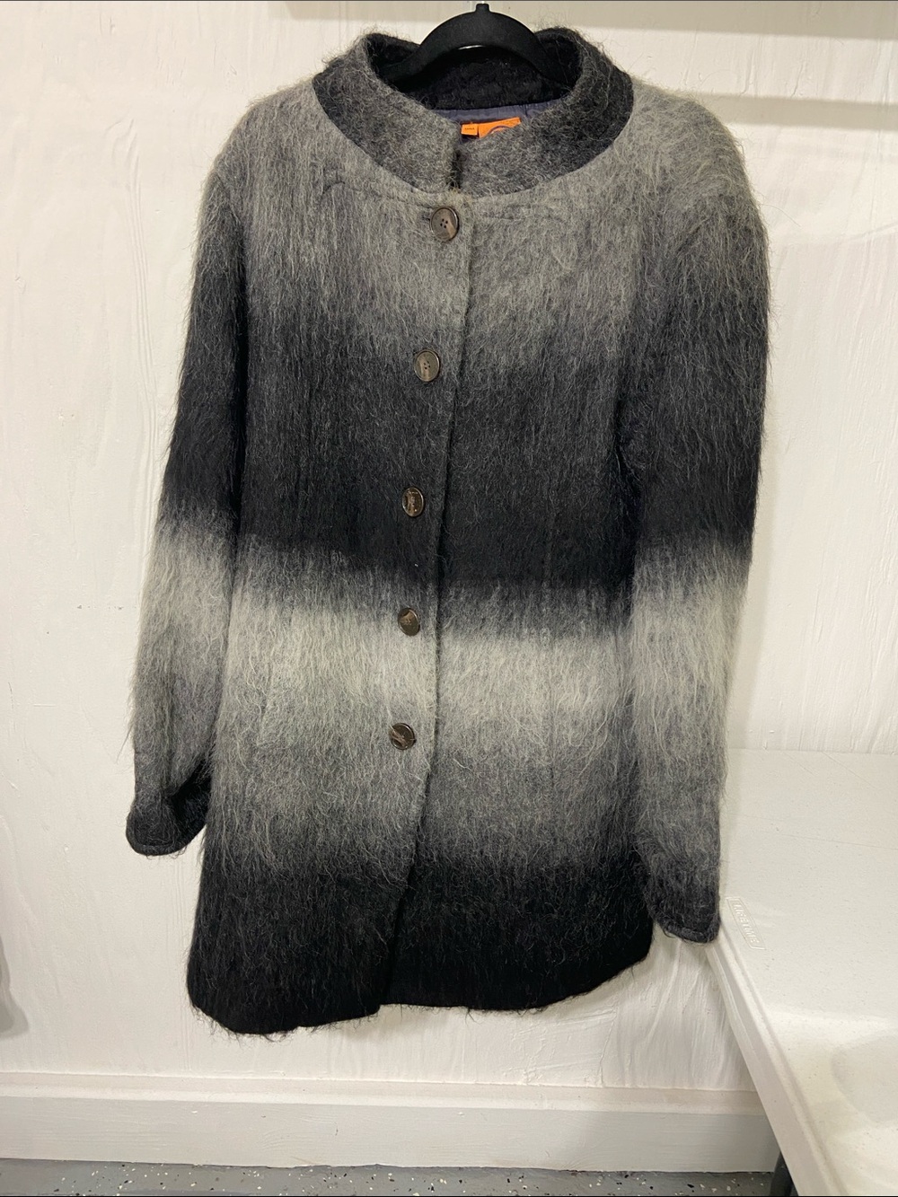 Tory Burch Ombre Gray Button-Front Fuzzy Cardigan